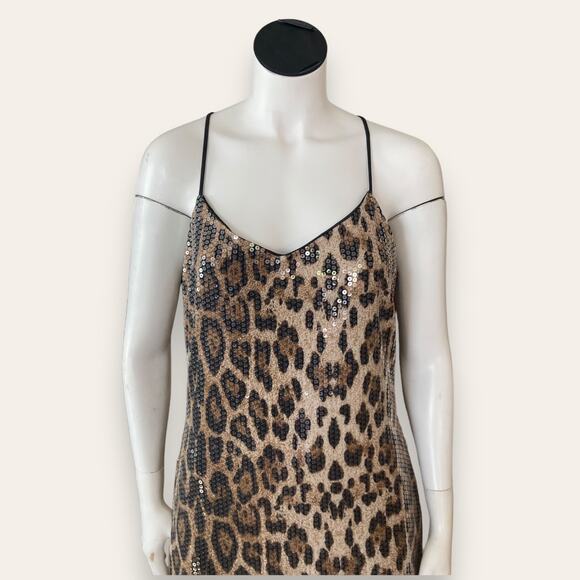 Animal print Spaghetti strap mini dress embellished w/ sequins size medium - Picture 6 of 6
